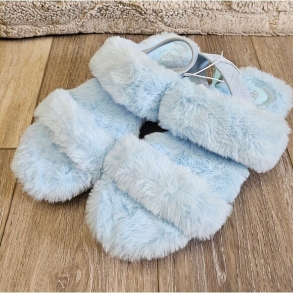 Abound Shoes - Abound Faux Fur Fuzzy Slippers Slides Sandals Slip On Women's 8 New Baby Blue